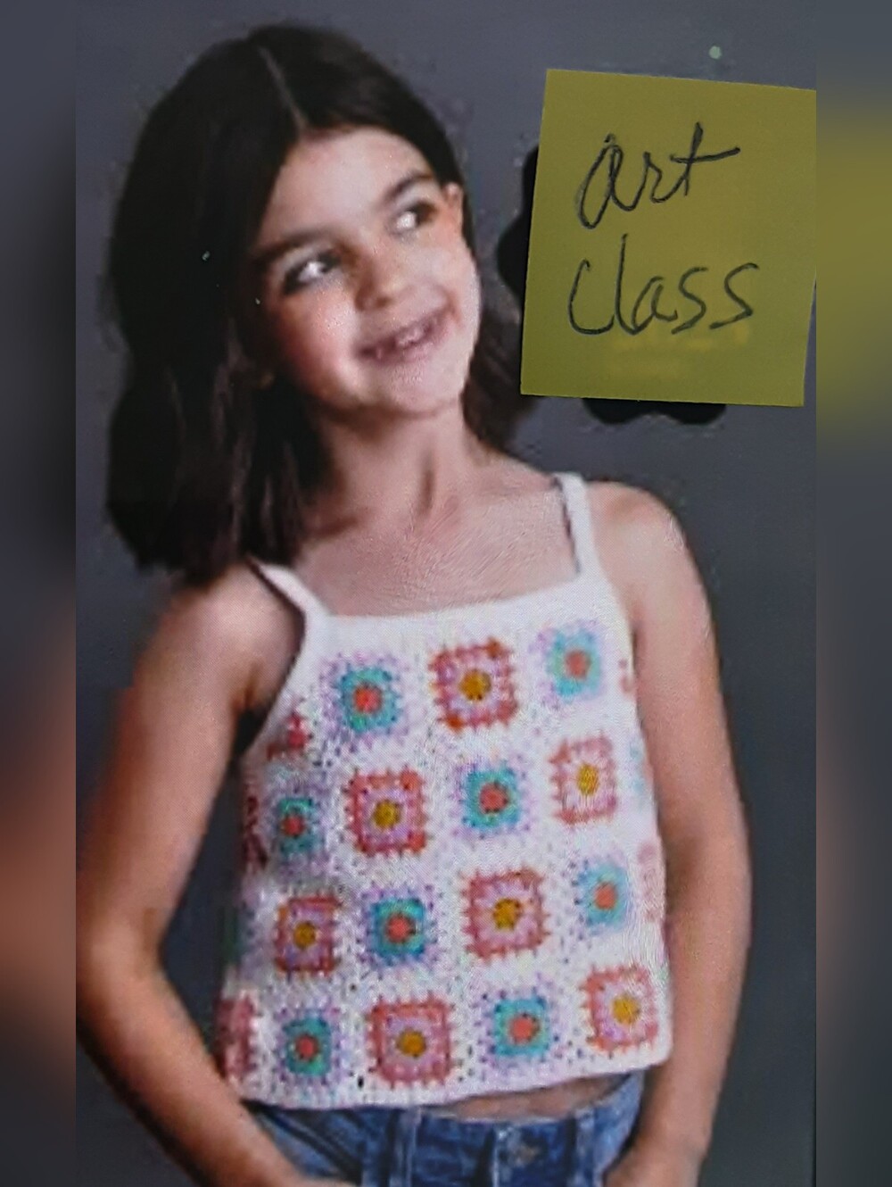 ART CLASS Girl's Granny Square Crochet Square Tank Top NWOT